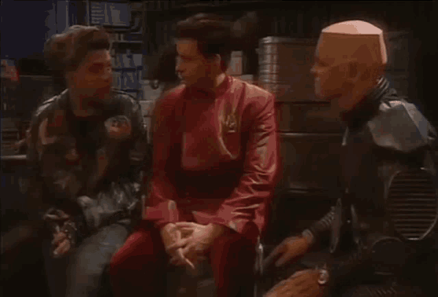 Lister grabbing Rimmer's leg