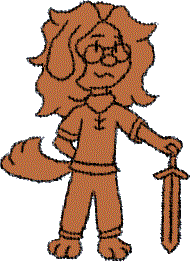 Setter posing with a sword